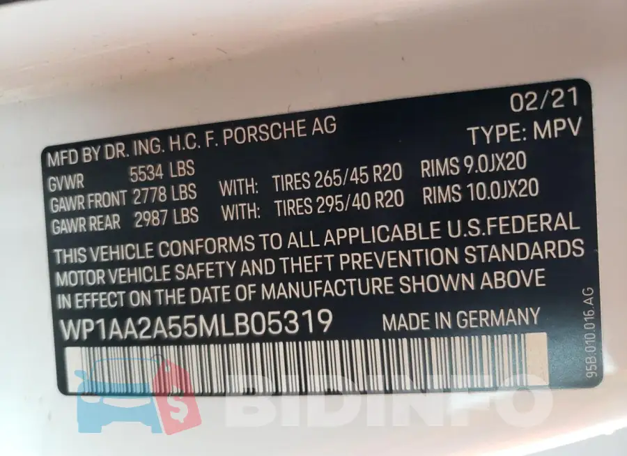 WP1AA2A55MLB05319 Photo# 13