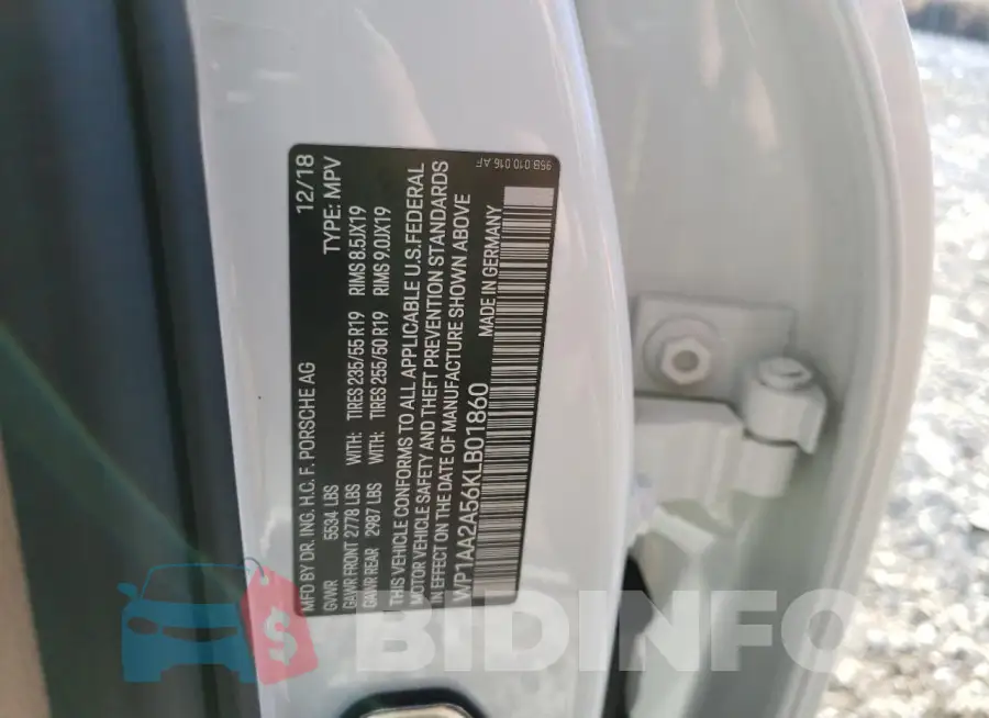 WP1AA2A56KLB01860 Photo# 13