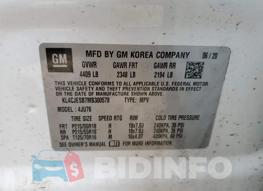 KL4CJESB7MB300578 Photo# 12