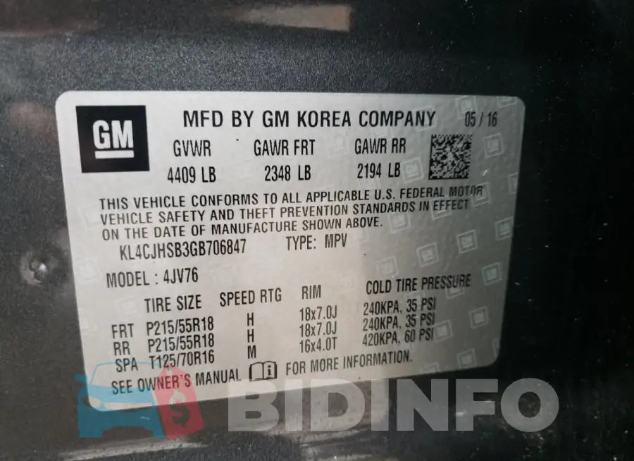 KL4CJHSB3GB706847 Photo# 13