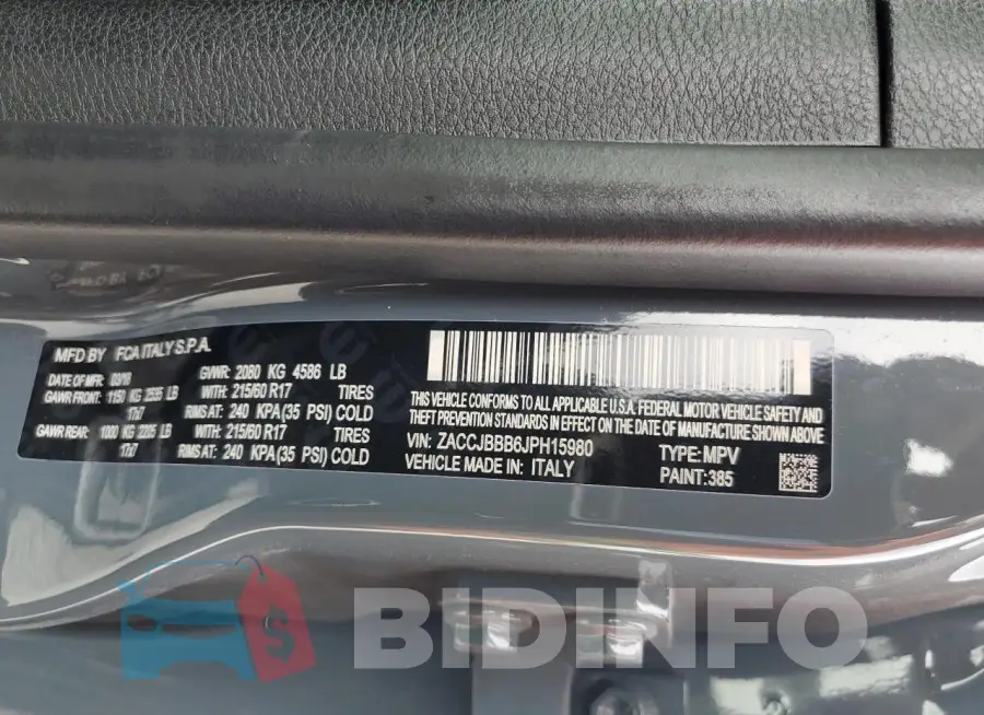 ZACCJBBB6JPH15980 Photo# 14