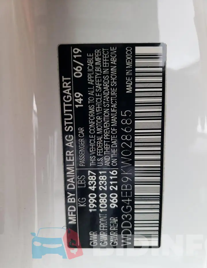 WDD3G4EB9KW028685 Photo# 13