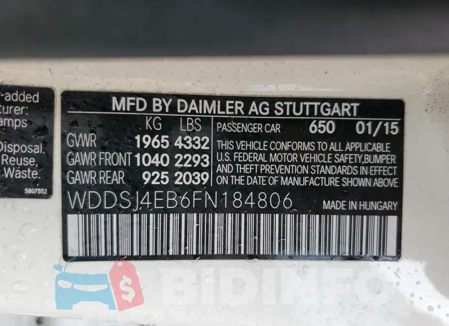 WDDSJ4EB6FN184806 Photo# 12