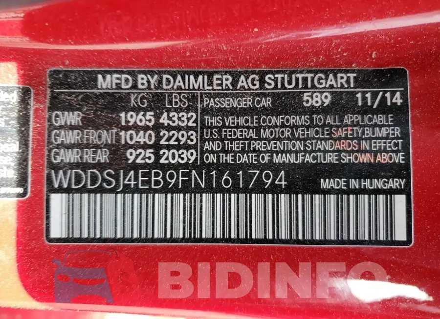 WDDSJ4EB9FN161794 Photo# 12