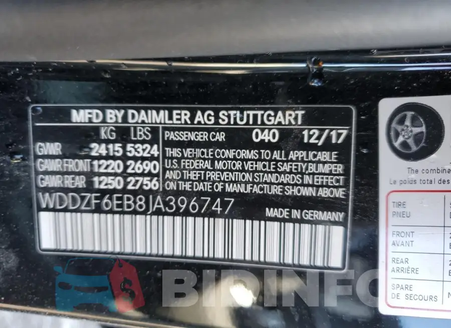 WDDZF6EB8JA396747 Photo# 12