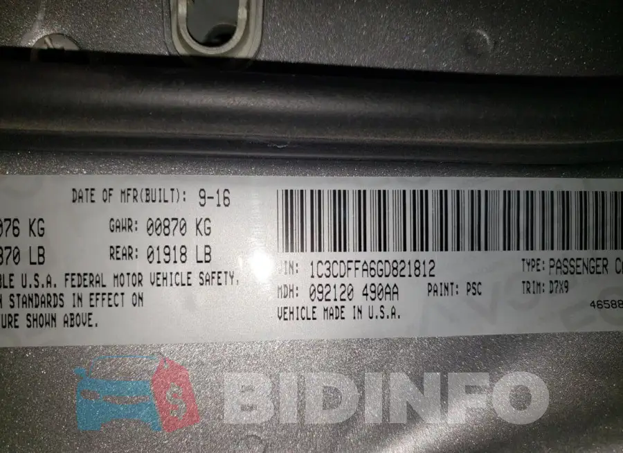 1C3CDFFA6GD821812 Photo# 12