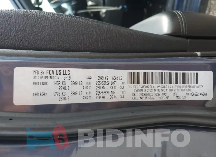 1C4RDHDGXKC717332 Photo# 14