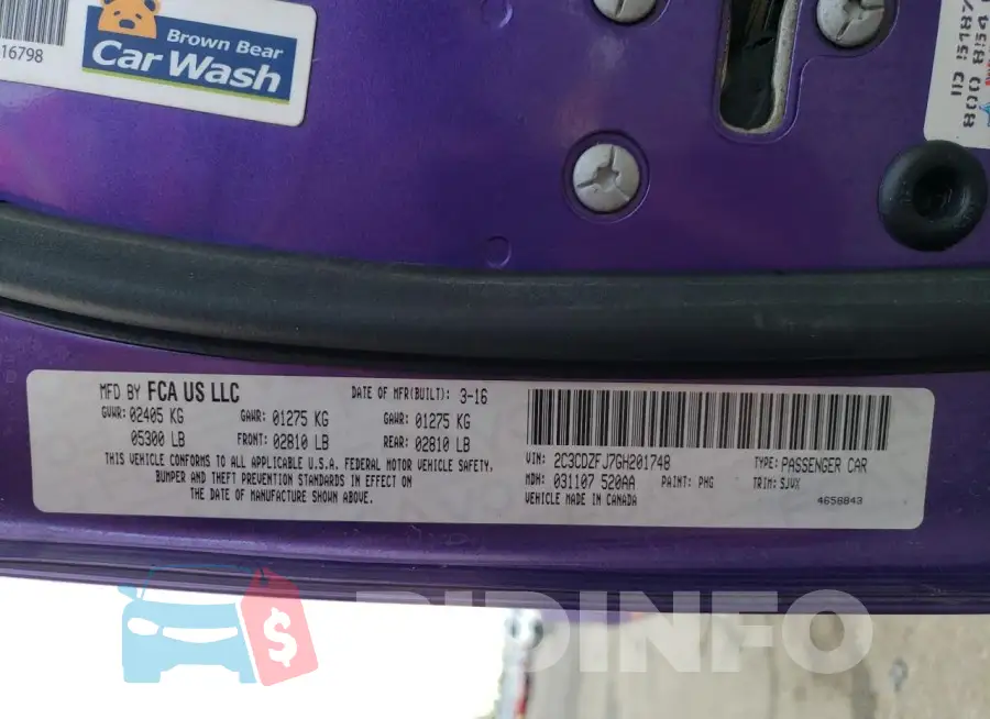 2C3CDZFJ7GH201748 Photo# 12