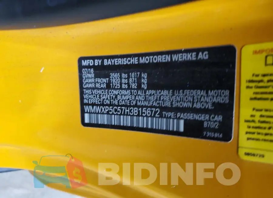 WMWXP5C57H3B15672 Photo# 12