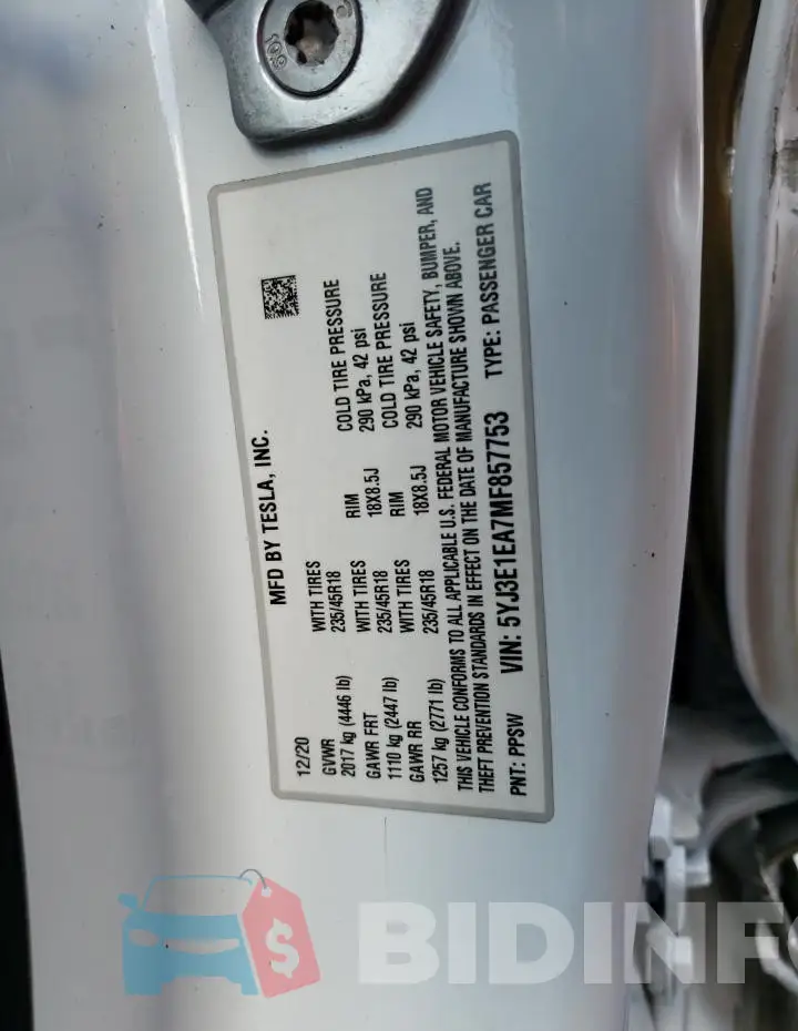 5YJ3E1EA7MF857753 Photo# 12