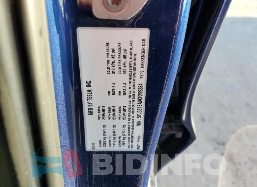 5YJ3E1EA9KF299384 Photo# 13