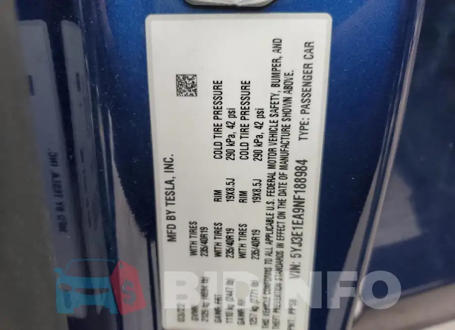 5YJ3E1EA9NF188984 Photo# 12
