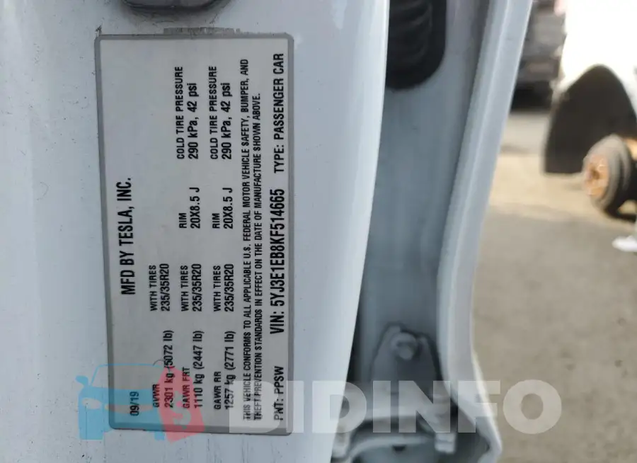 5YJ3E1EB8KF514665 Photo# 12