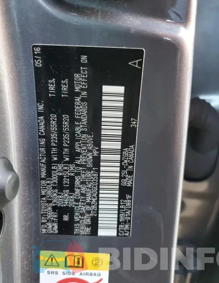 2T2BZMCA0GC035871 Photo# 13