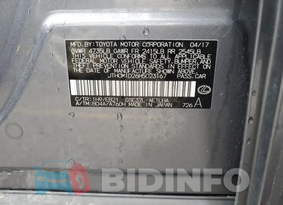 JTHCM1D26H5023167 Photo# 13