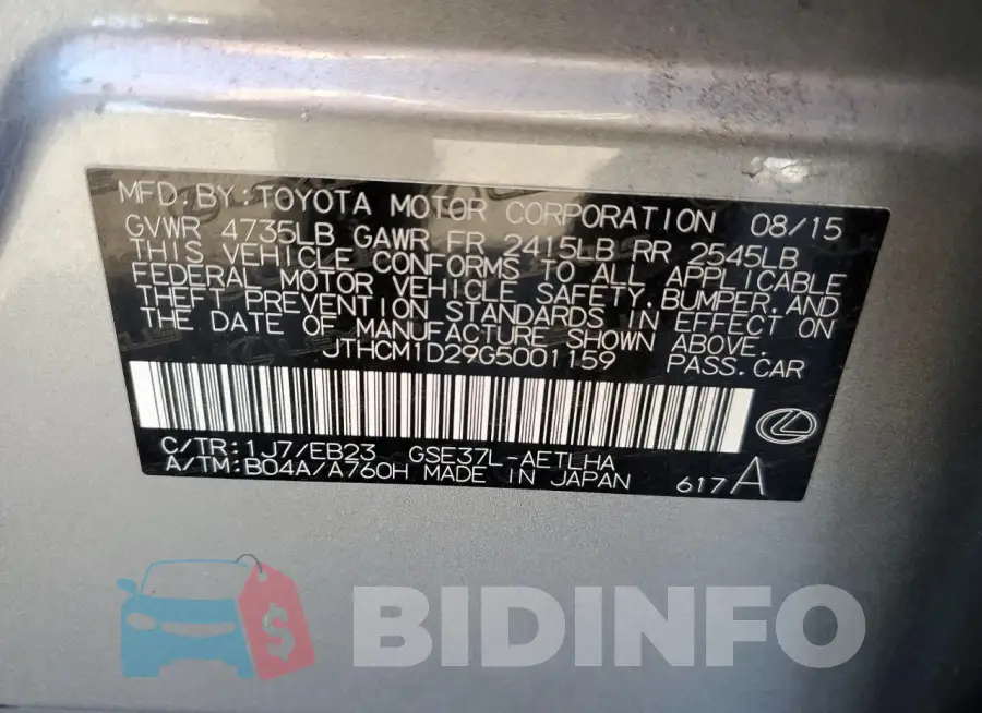 JTHCM1D29G5001159 Photo# 13