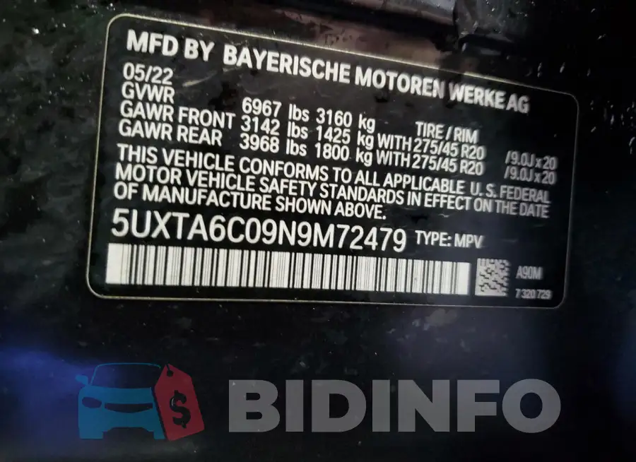 5UXTA6C09N9M72479 Photo# 13