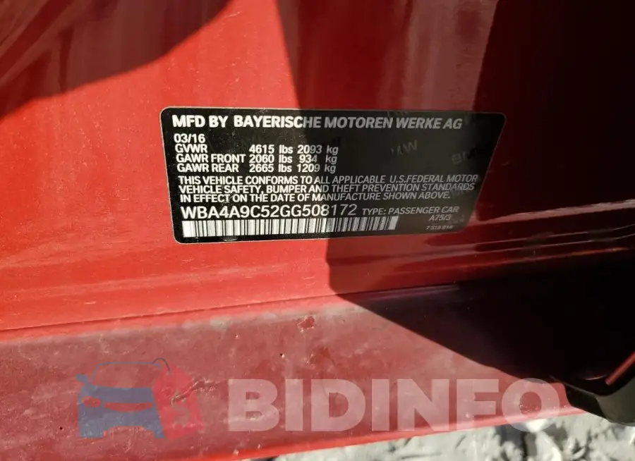 WBA4A9C52GG508172 Photo# 13