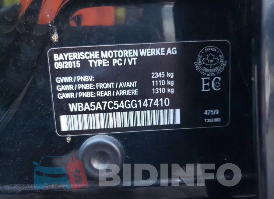 WBA5A7C54GG147410 Photo# 13