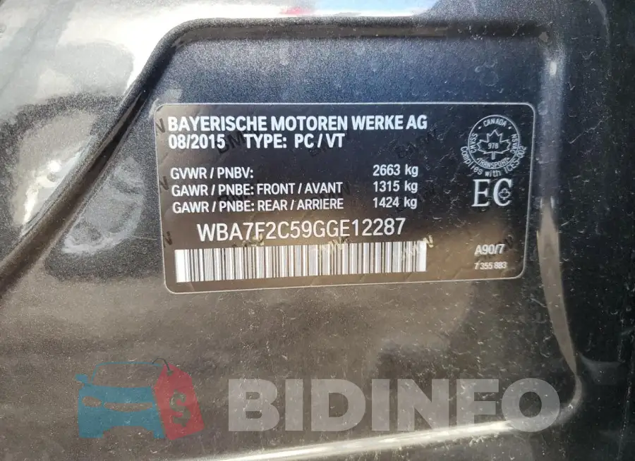 WBA7F2C59GGE12287 Photo# 12