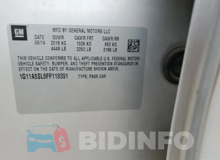 1G11A5SL8FF118091 Photo# 12
