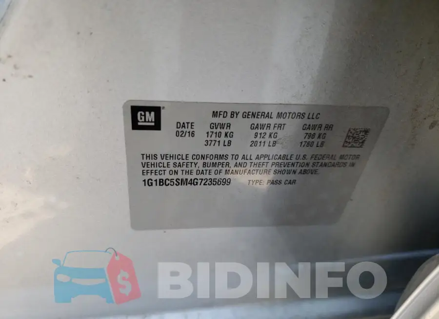 1G1BC5SM4G7235699 Photo# 12