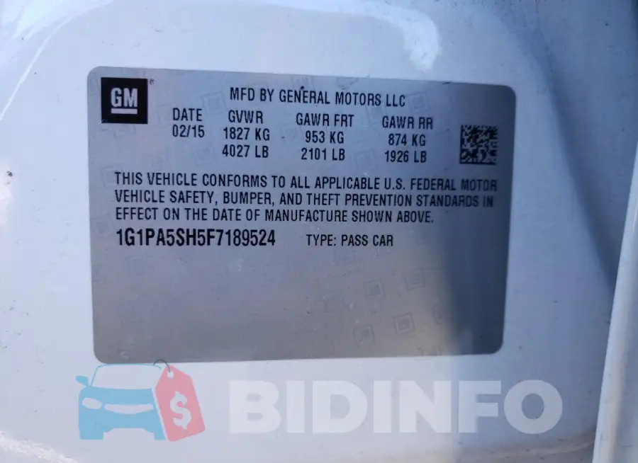 1G1PA5SH5F7189524 Photo# 12