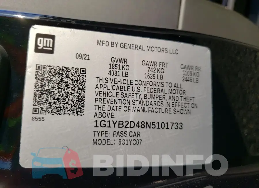 1G1YB2D48N5101733 Photo# 12