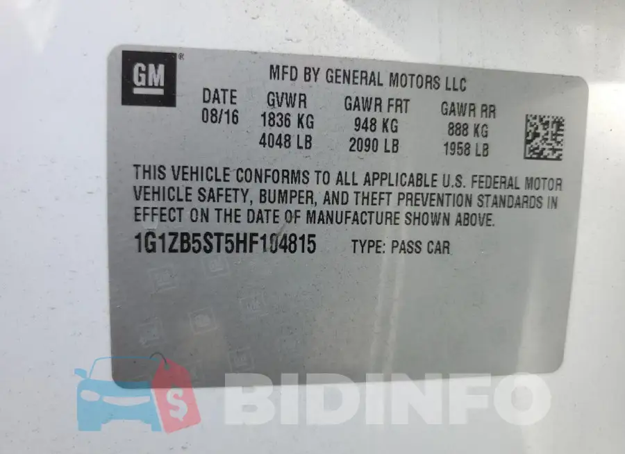 1G1ZB5ST5HF104815 Photo# 12