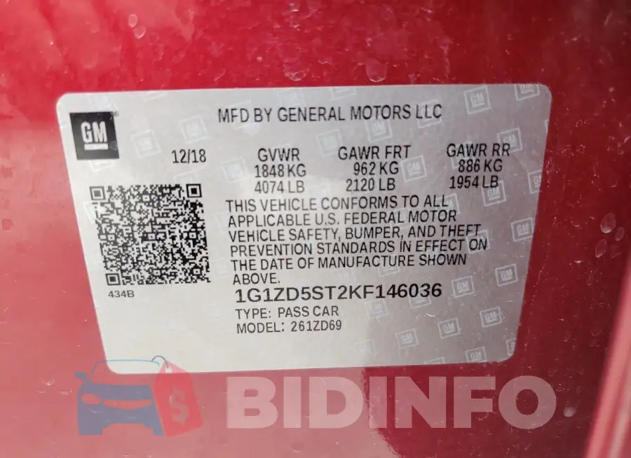 1G1ZD5ST2KF146036 Photo# 12