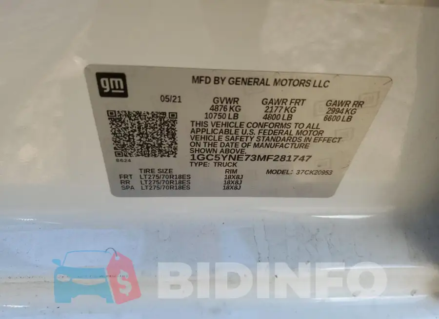 1GC5YNE73MF281747 Photo# 12