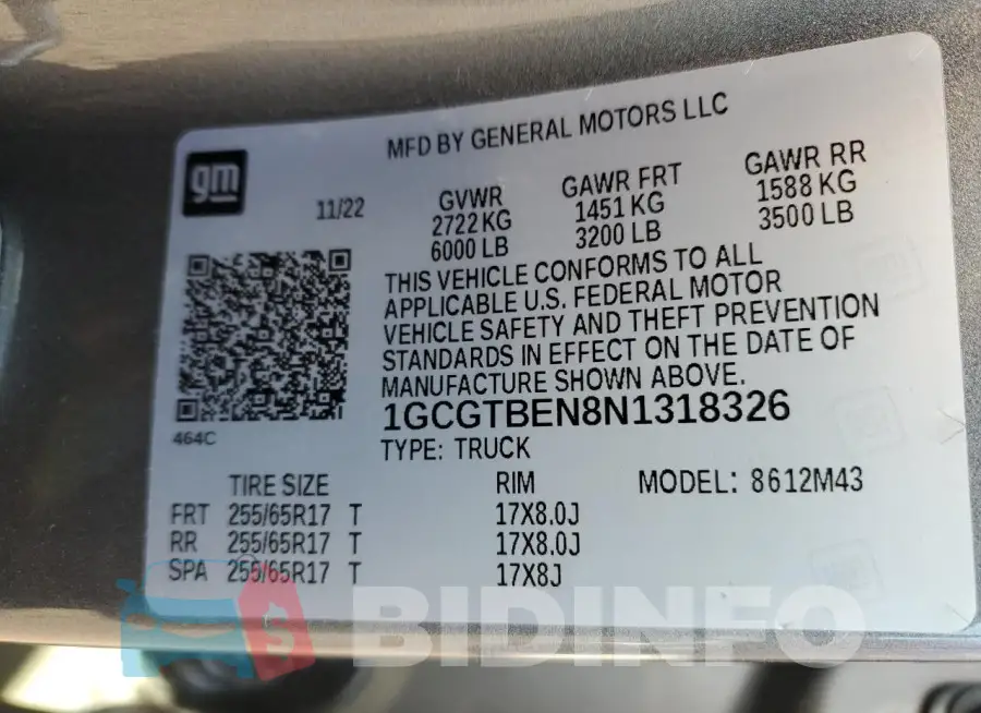 1GCGTBEN8N1318326 Photo# 12