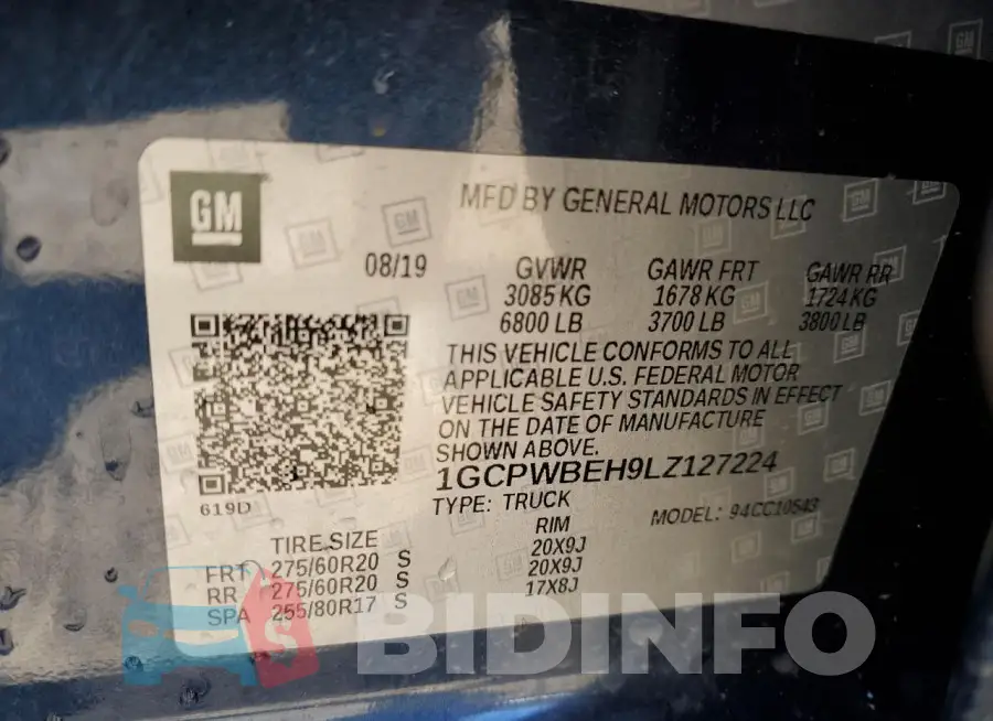 1GCPWBEH9LZ127224 Photo# 12