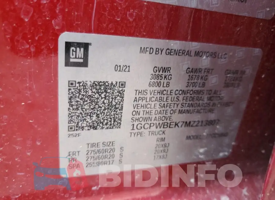 1GCPWBEK7MZ213807 Photo# 12