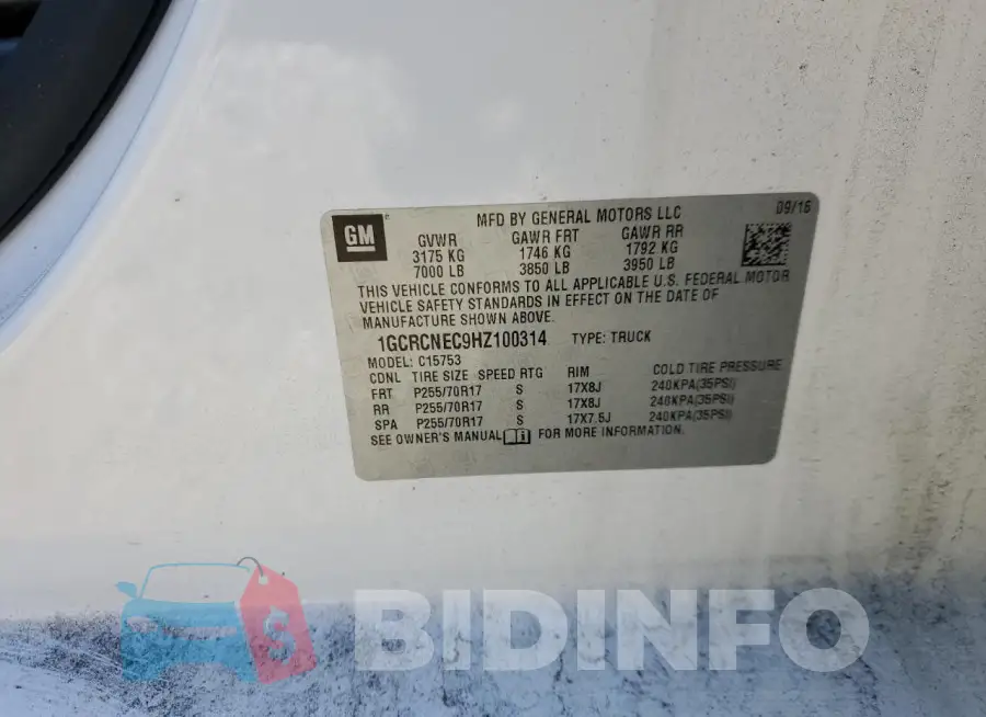 1GCRCNEC9HZ100314 Photo# 12