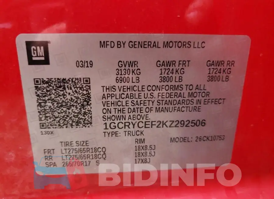 1GCRYCEF2KZ292506 Photo# 12
