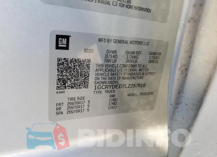 1GCRYDED7LZ257918 Photo# 12