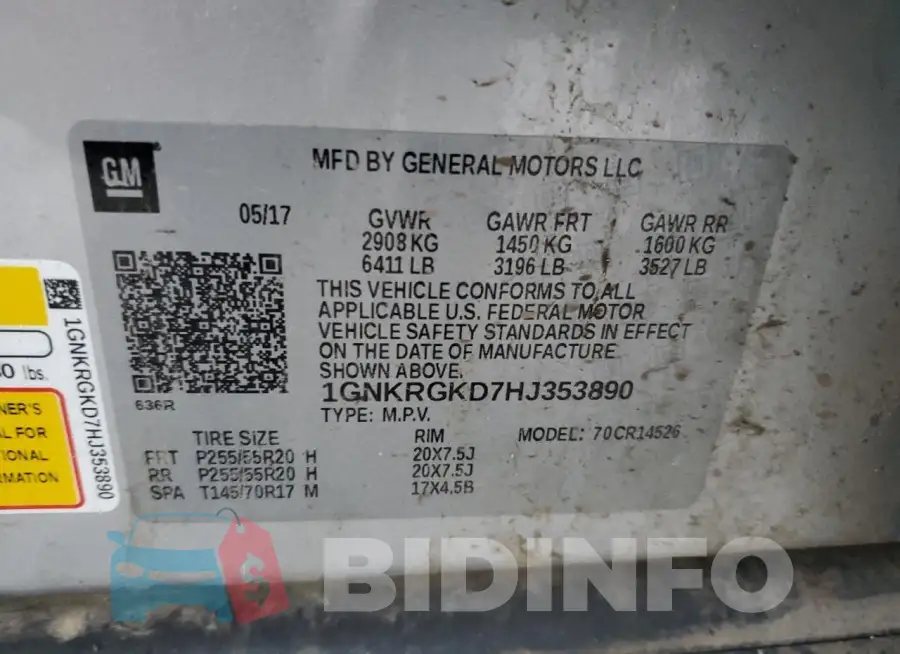 1GNKRGKD7HJ353890 Photo# 13