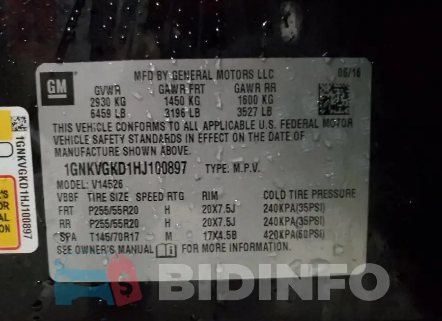 1GNKVGKD1HJ100897 Photo# 13