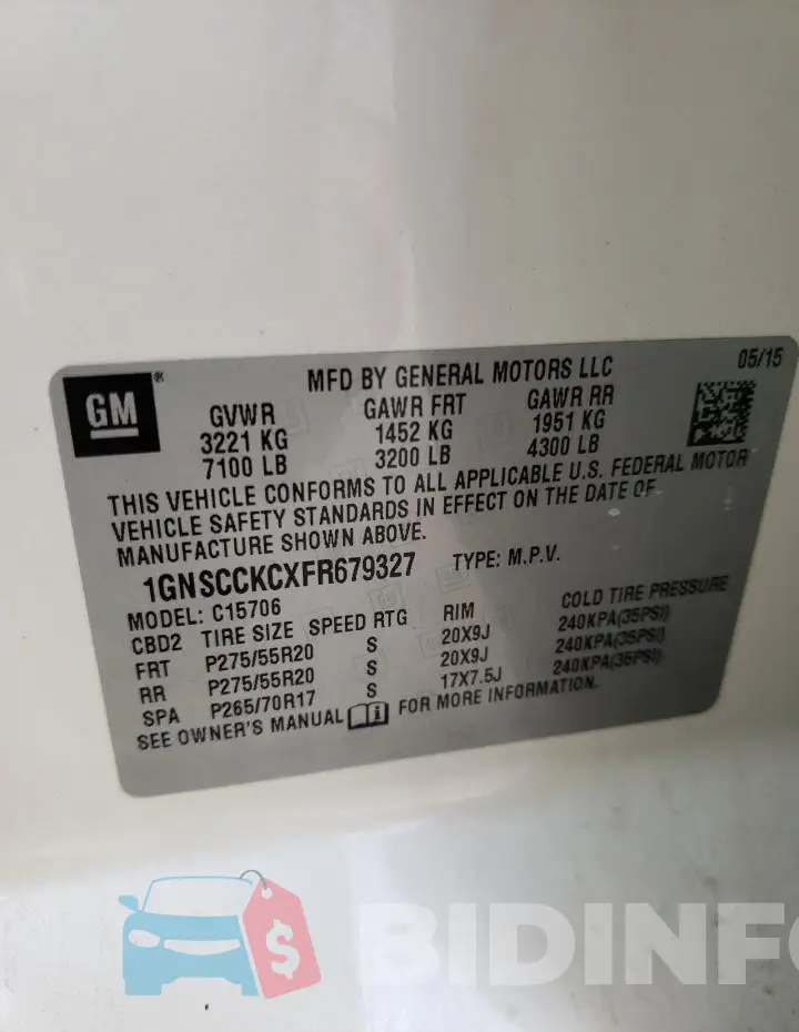 1GNSCCKCXFR679327 Photo# 14