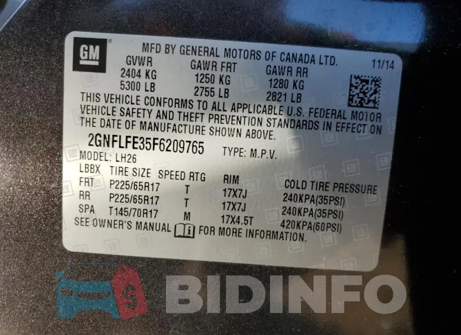 2GNFLFE35F6209765 Photo# 13