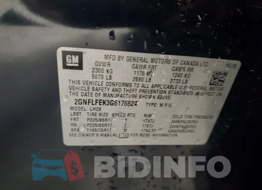 2GNFLFEK3G6176824 Photo# 12