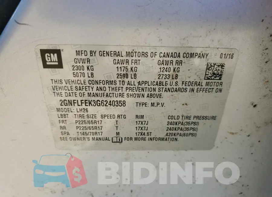 2GNFLFEK3G6240358 Photo# 13
