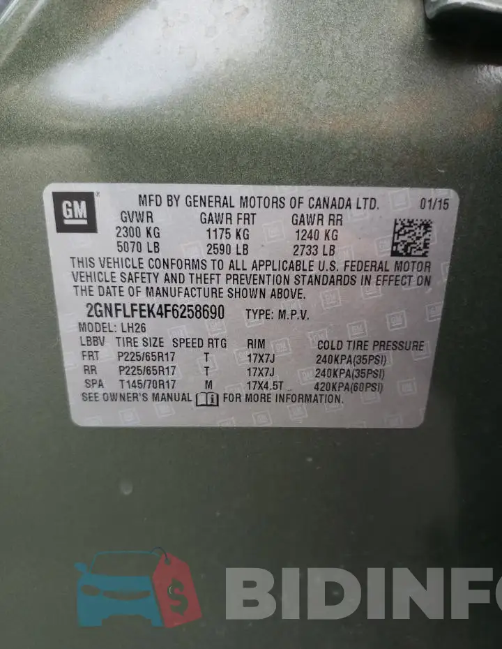 2GNFLFEK4F6258690 Photo# 13