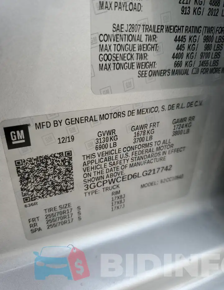 3GCPWCED6LG217742 Photo# 12