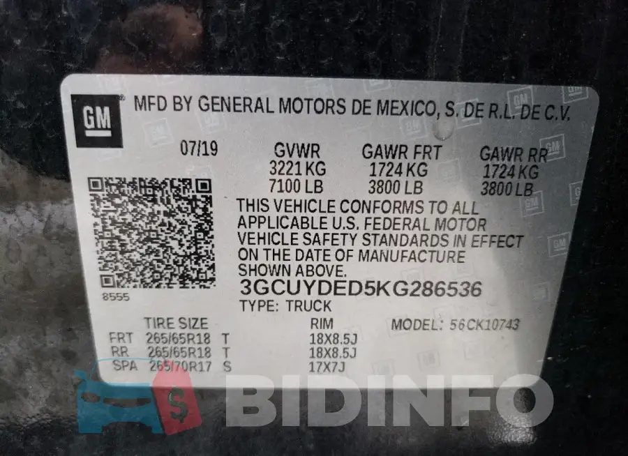3GCUYDED5KG286536 Photo# 12