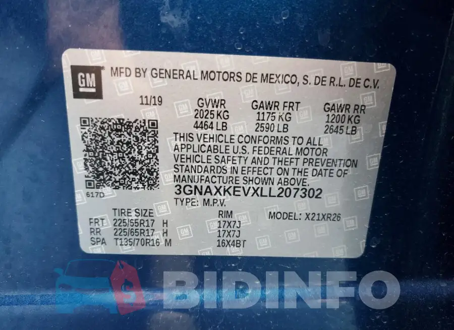 3GNAXKEVXLL207302 Photo# 12