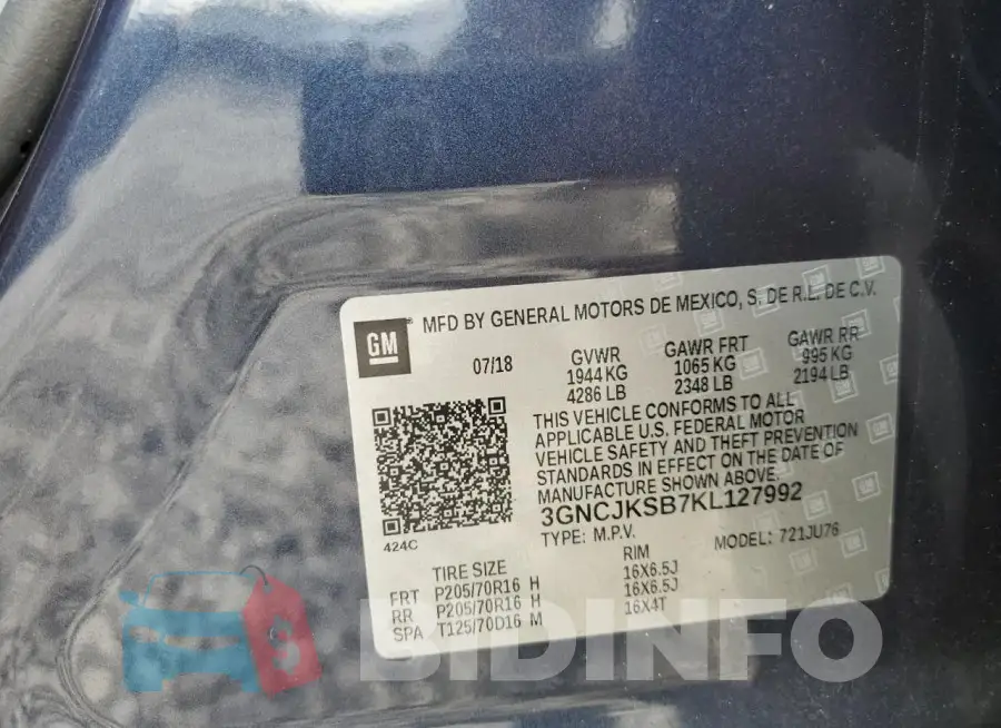 3GNCJKSB7KL127992 Photo# 14