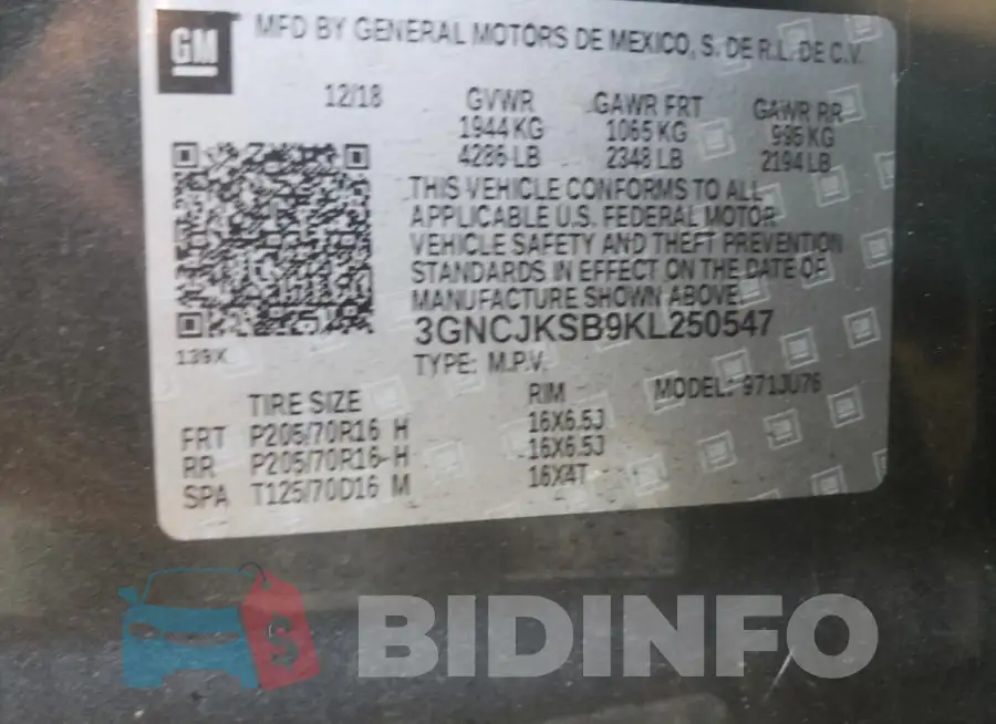 3GNCJKSB9KL250547 Photo# 10