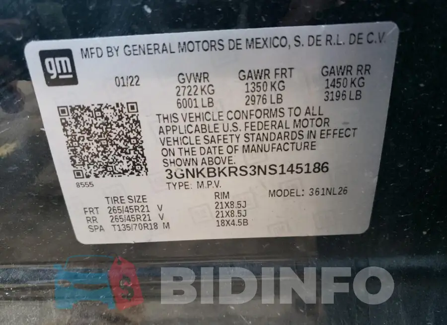 3GNKBKRS3NS145186 Photo# 12